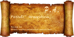 Pethő Armandina névjegykártya